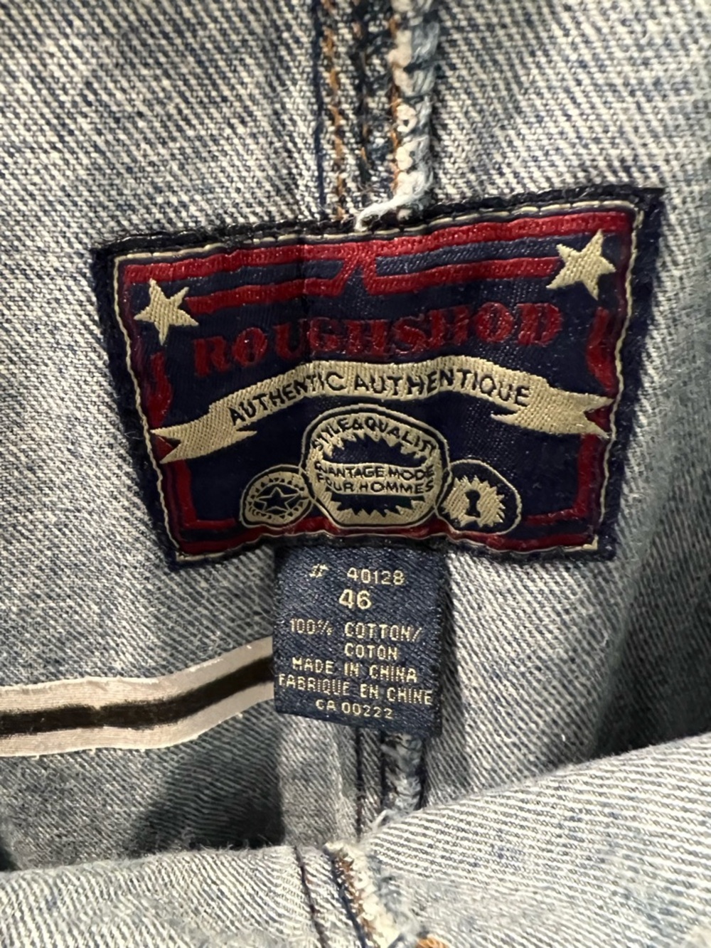 Vintage Roughshod Denim Overalls Size 46 Blue Carpenter Workwear Baggy 90s - Picture 4 of 5